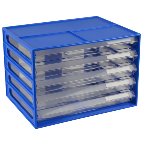 Italplast Document Cabinet A4 5 Drawer Blueberry - Clear