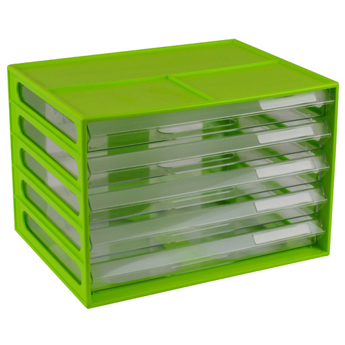 Italplast Document Cabinet A4 5 Drawer Lime - Clear