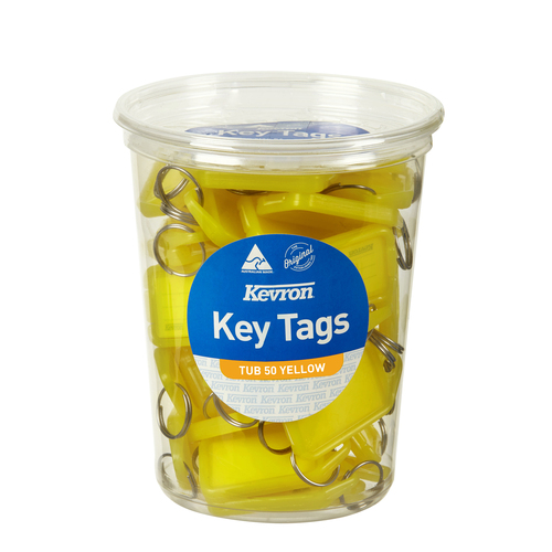 Kevron ID5 Key Tags In Disposable Tub Yellow - 50 Pack