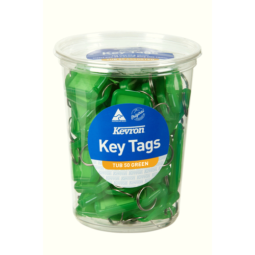Kevron ID5 Key Tags In Disposable Tub Green - 50 Pack