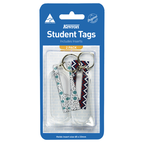 Kevron ID59 Long Oblong Key Tags Clear With Assorted Design - 2 Pack