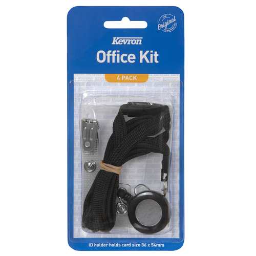 Kevron Office Kit Black 4 Pieces Card Holder Breakaway Lanyard Clip on Badge 47043BLK - Carton Of 10