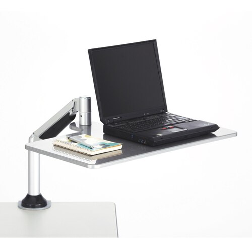 SAFCO Workstation Desktop Sit And Stand Adjustable Height Convertor for Laptops - Silver