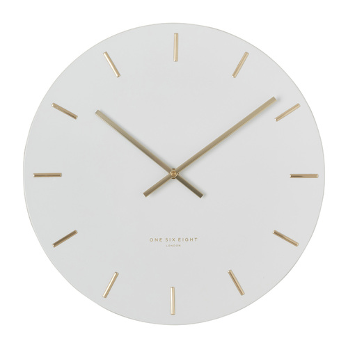 Luca 40cm Silent Wall Clock - White + FREE Battery - CK7020