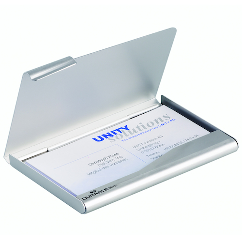 Durable Aluminum Business Card Holder 20 Card Capacity 241523 - Silver