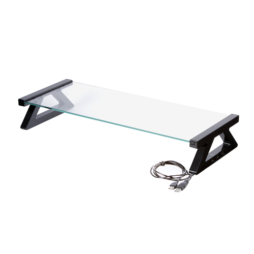 Esselte Glass Monitor Stand With 3x USB 57cm Black Legs - 30052