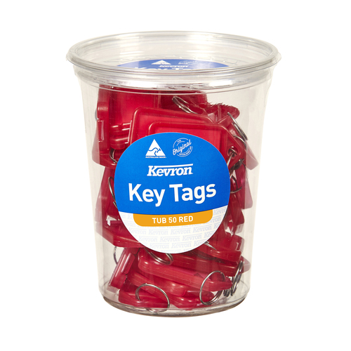 Kevron ID5 Key Tags In Disposable Tub Red - 50 Pack