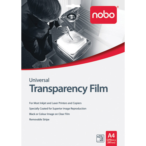 Nobo A4 OHP Universal Inkjet Laser Transparency Film UF0025 - 25 Pack