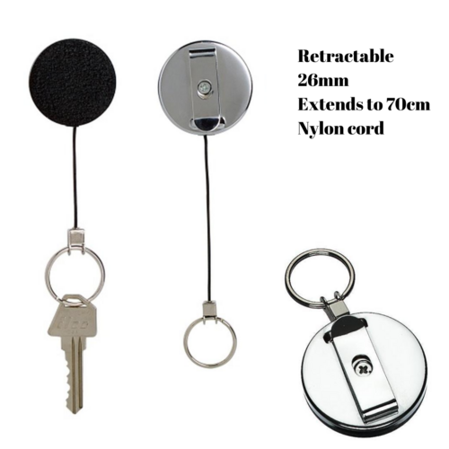 Rexel Metal Retractable Key Holder with Key Ring & Nylon Cord - 9810702