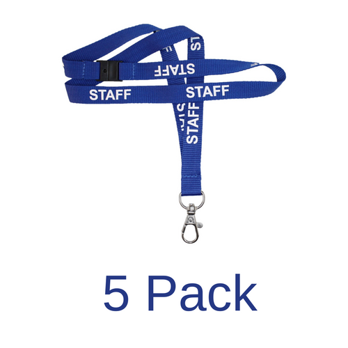 5 X Rexel Lanyards Printed With Staff - Blue