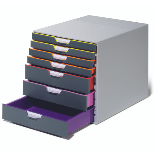 Durable Varicolor File Drawer File 7 Drawer Lockable Cabinet + Label Inserts - 760527