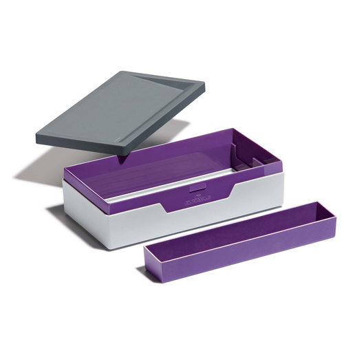 Durable Varicolor Smart Office Job Case Stationery Compartment Storage - Grey/Purple