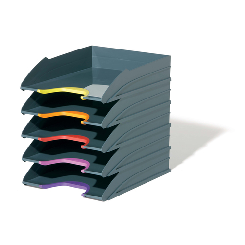 Durable Varicolor Letterr Tray Document Organiser Storage Set 5 - Assorted Colours