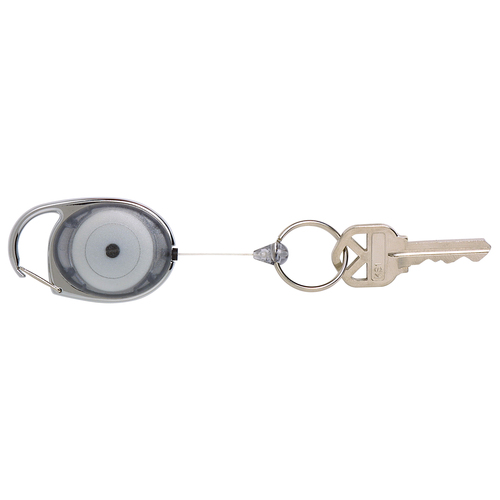 Rexel Metal Retractable Key Holder with Snap Lock Key Ring Charcoal - 9806011