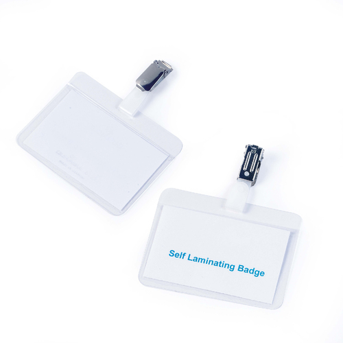 Durable Self Laminating Name Badge With Rotating Clip 54x90mm Clear 25 Pack - 810219