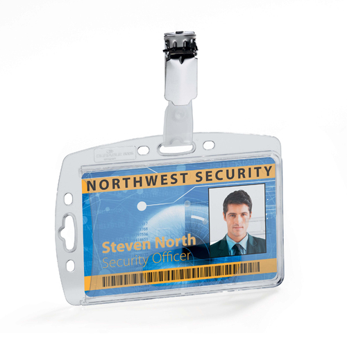 Durable Acrylic Security Pass Holder With Clip 54x87mm Clear 1 Pack - 1800519