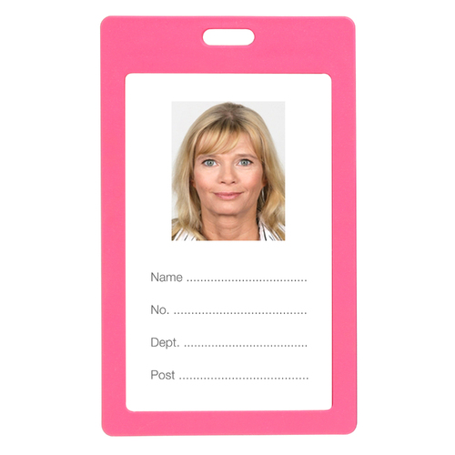 Rexel ID Card Holder Coloured Plastic Portrait 54x89mm Pink 6 Pack - 9901009