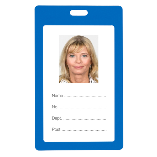 Rexel ID Card Holder Coloured Plastic Portrait 54x89mm Blue 6 Pack - 9901001