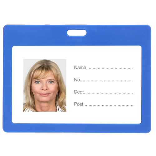 Rexel ID Card Holder Coloured Plastic Landscape 54x89mm Blue 6 Pack - 9901101
