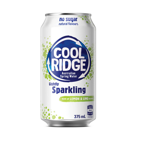Cool Ridge Lemon Lime Sparkling Mineral Water Cans 375ml - 24 Pack