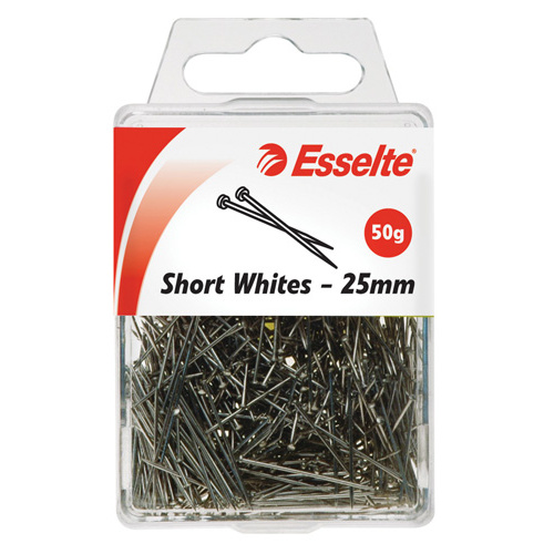 Esselte Pins Short 25mm 50gsm - White