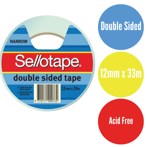 Sellotape Double Sided Tape No.404 12mm x 33m Acid Free