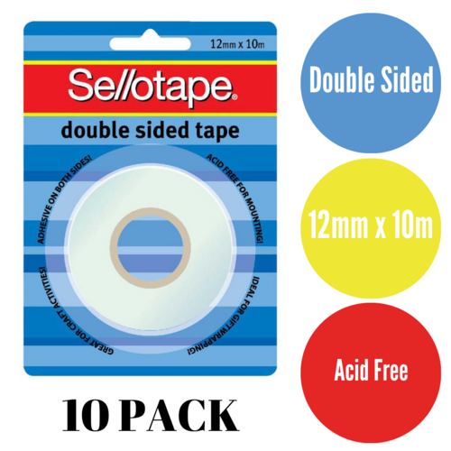 10 X Sellotape Double Sided Tape No.104 12mmx10m Acid Free