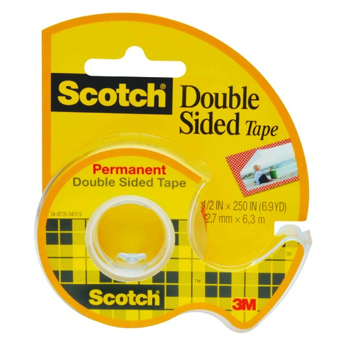 Scotch Double Sided Tape 136P 12.7mm x 6.3m On Dispenser - 12 Pack