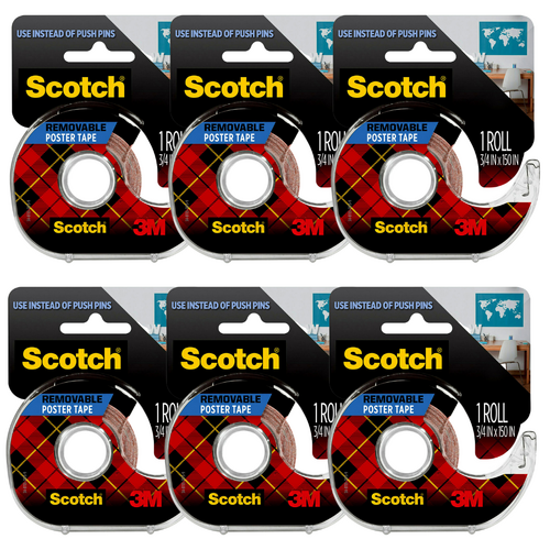 Scotch 109 Removable Tape 19mm x 3.8m On Dispenser 70009125991 - 6 PACK