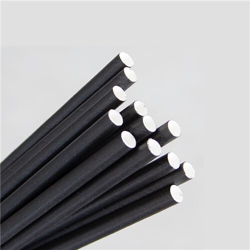Paper Straws Regular Compostable Black - 6mm (D) 200mm (L) - 2500 Pack