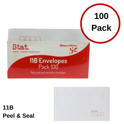 STAT 11B Secret Peel & Seal Envelopes White 31612 - 100 Pack