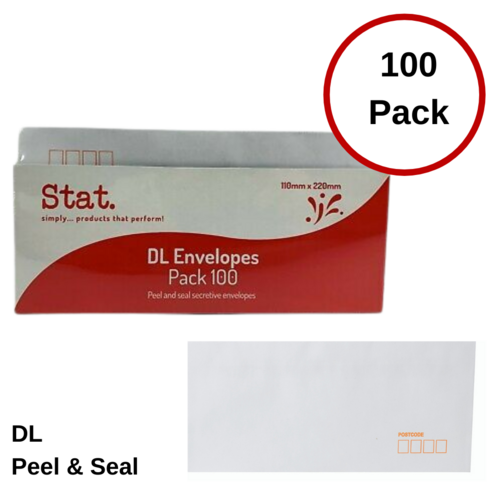 Stat DL Secretive Peel/Seal Envelopes 31613 - 100 Pack