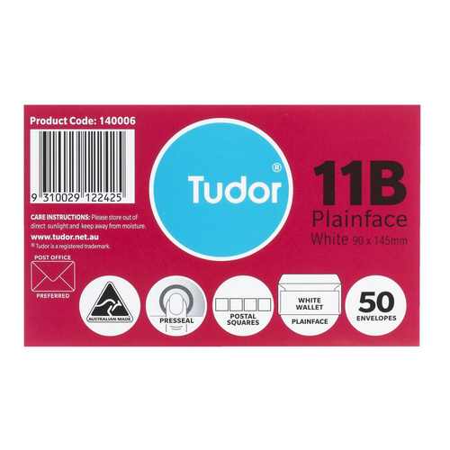 Tudor 11B Envelope Self/Seal 50 Pack White (BX10) 
