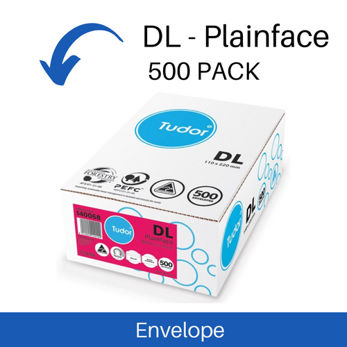 Envelopes Tudor DL Plainface Press Seal Secretive 110 x 220mm 500 Pack - White