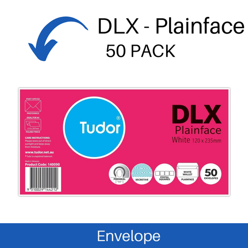 Envelope Tudor DL Plainface Secretive 120 x 235mm 50 Pack - White