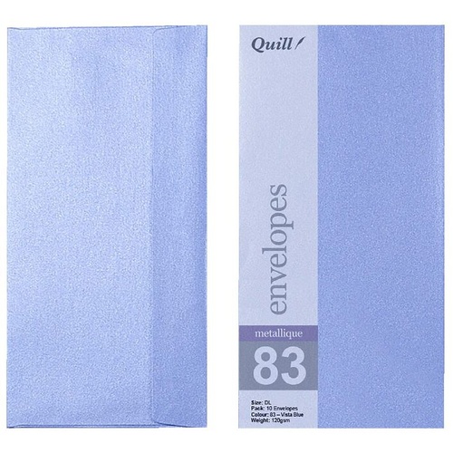 Quill DL Envelopes Metallique Blue 10 Pack - Blue