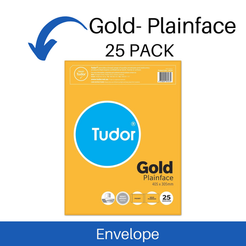 Envelope Tudor Plainface Peel/Seal 405mm x 305mm Gold - 25 Pack