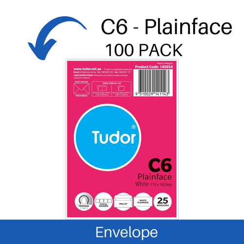 4 X Tudor C6 Envelope Self Seal Plain Face White 140054 - 25 Pack 