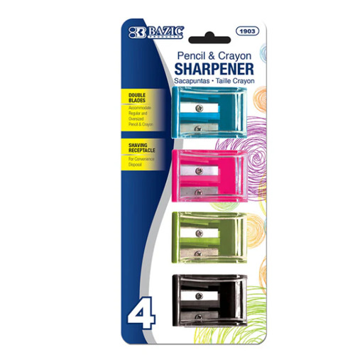 Bazic Pencil And Crayon Sharpener Pack 1903 - 4 Pack