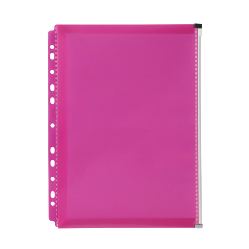 Marbig A4 Binder Wallet Right Side Zip Open Pink - 12 Pack