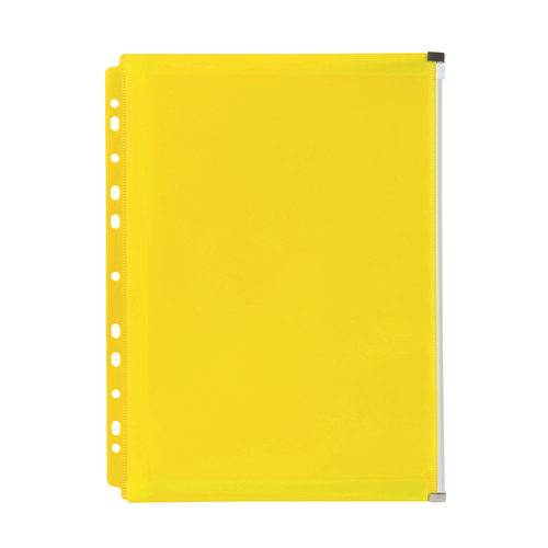 Marbig A4 Binder Wallet Right Side Zip Open Yellow- 12 Pack