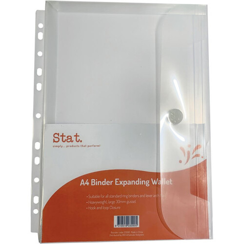 Stat A4 Expanding Binder Wallet Clear - 10 Pack