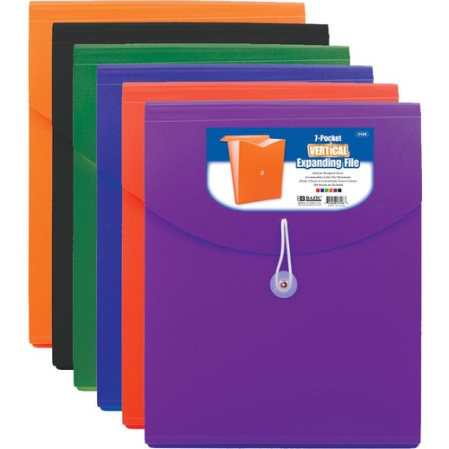 1 x Bazic Vertical Expanding Case File 7 Pocket - Assorted Colours
