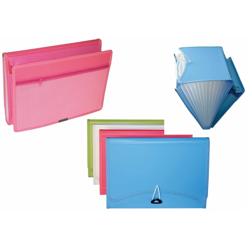 Sovereign Expanding File 13 Pocket + Expanding Side Pocket - Assorted Colours