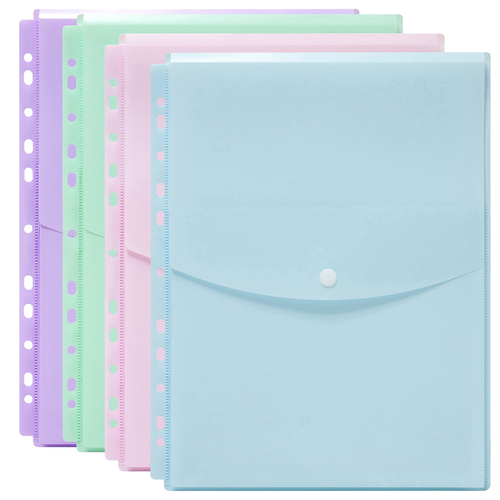 Marbig A4 Binder Wallet Top Open Assorted Pastel Colours - 8 Pack