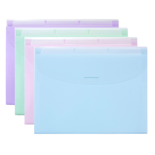 Marbig A4 Expanding Wallet 3 Tabs 8 Pack - Pastel Assorted Colours