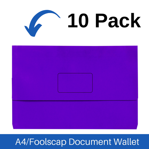 Marbig A4/Foolscap Slimpick Document Wallet File Folder 10 Pack - Purple