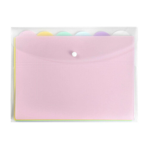 Marbig A4 Document Wallet 6 Files 2015095 - Pastel Colour