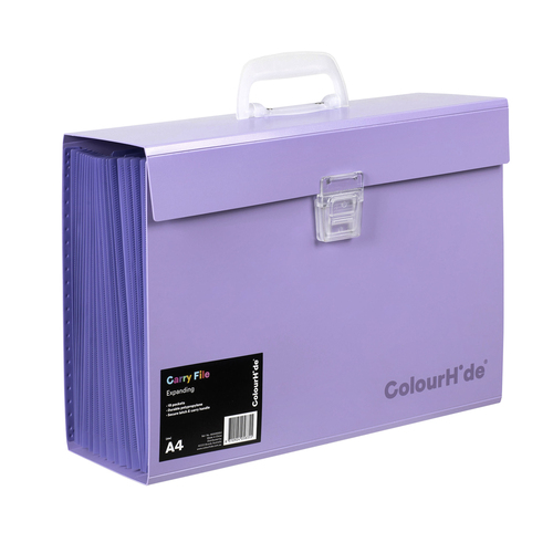 Colourhide Expanding File 19 Pocket Polypropylene Carry File - Purple