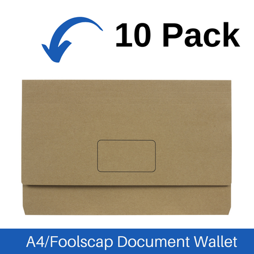 Marbig A4/Foolscap Slimpick Document Wallet File Folder 10 Pack - Enviro Kraft